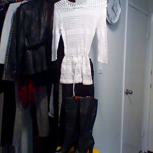 Crochette topin white and boot tall in leather size 8